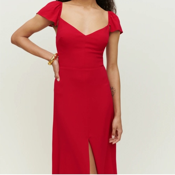 Reformation Baxley Dress in Cherry - Picture 1 of 6